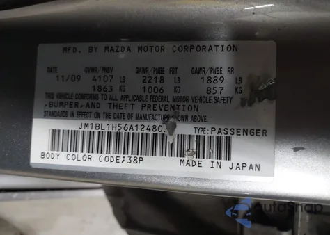 2010 Mazda Mazda3 S Sport z USA, uszkodzony, nr VIN JM1BL1H56A1248027